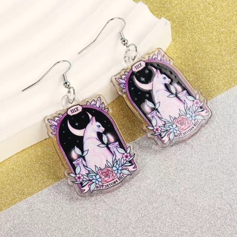 New, Cat and Moon dangle earrings